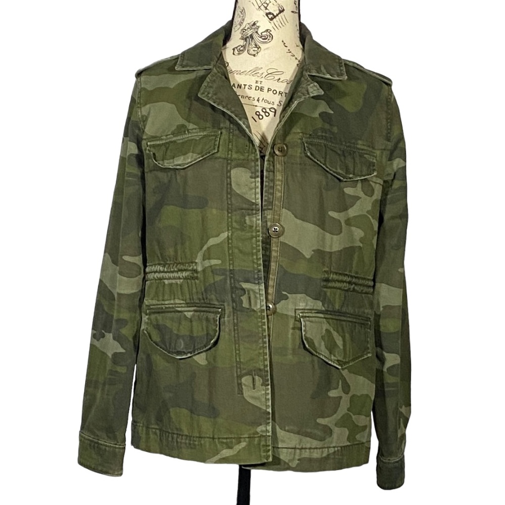Abercrombie&Fitch military style green camo 100% cotton jacket